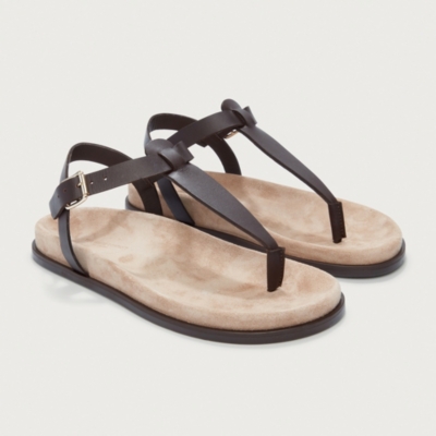 Leather T-Bar Footbed Sandals