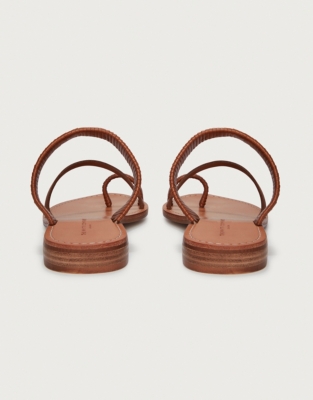 Leather Toe-Post-Detail Sandals