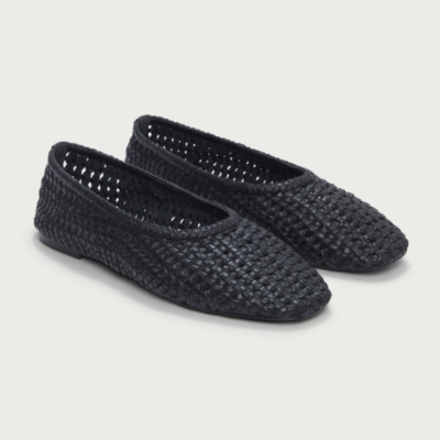 Leather Woven Ballet Pumps