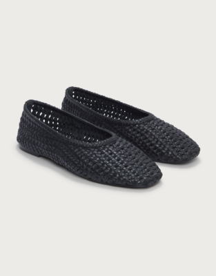 Leather Woven Ballet Pumps