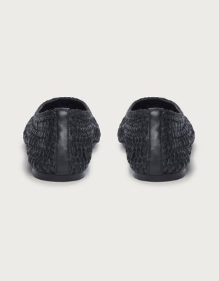 Leather Woven Ballet Pumps