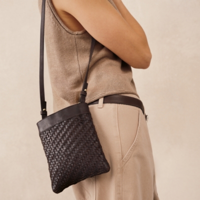 Leather Woven Crossbody Bag