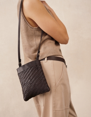 Leather Woven Crossbody Bag