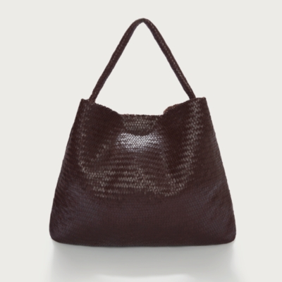 Leather Woven Oversized Shoulder Bag