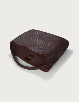 Leather Woven Oversized Shoulder Bag