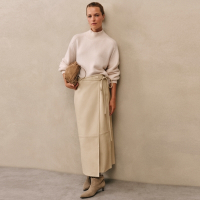 Leather Wrap Midi Skirt