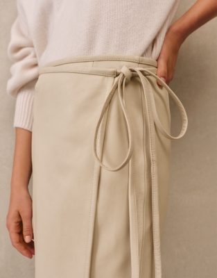 Leather Wrap Midi Skirt