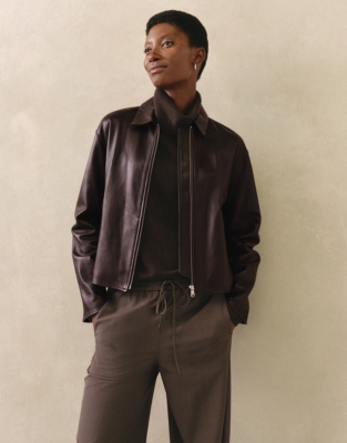 Leather Zip Through Jacket