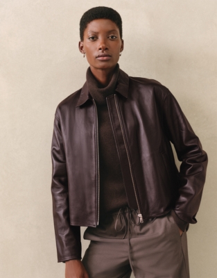 Leather Zip Through Jacket