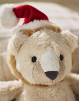 Lenny Lion Wearing A Christmas Hat