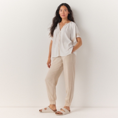 BRINLEY Linen Pants / Tapered Linen Trousers / Elegant Cropped
