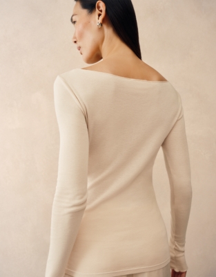 Lightweight Layering Top With Cashmere - Lait
