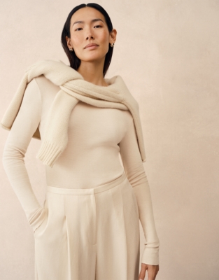 Lightweight Layering Top With Cashmere - Lait