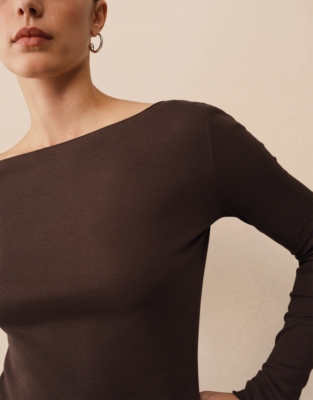 Lightweight Layering Top With Cashmere - Dark Chocolate