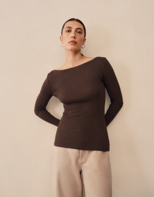 Lightweight Layering Top With Cashmere - Dark Chocolate