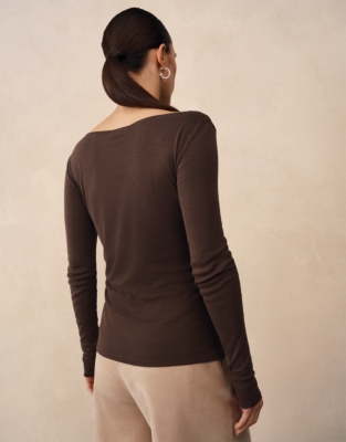 Lightweight Layering Top With Cashmere - Dark Chocolate