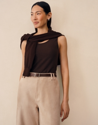 Lightweight Layering Vest With Cashmere - Dark Chocolate