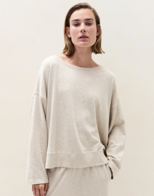 Lightweight Slub Boat Neck Sweatshirt