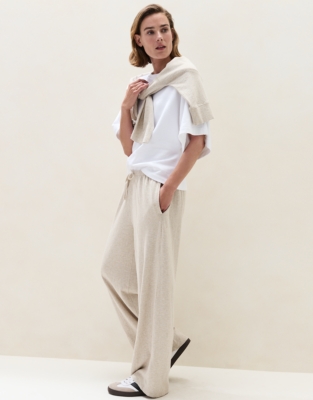 Lightweight Slub Wide Leg Trousers