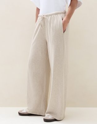 Lightweight Slub Wide Leg Trousers