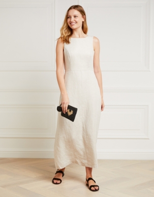 Linen ALine Fitted Maxi Dress Clothing Sale The White Company UK