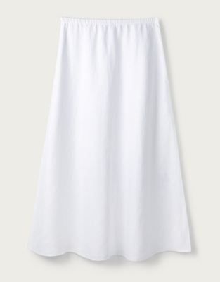 white midi linen skirt