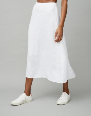 Linen A-Line Midi Skirt | Dresses 