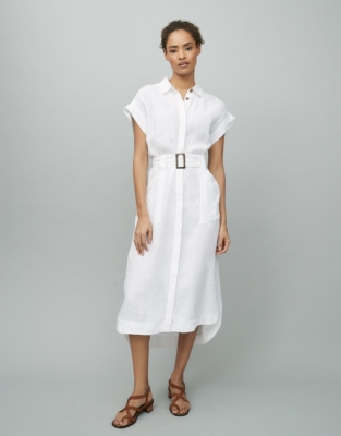 Linen shop belted dress