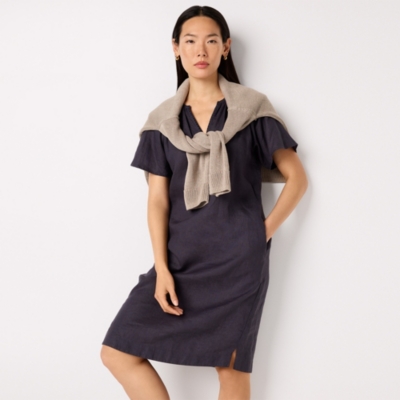 Linen Blanket Stitch Detail Dress