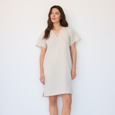 Linen Blanket Stitch Detail Dress