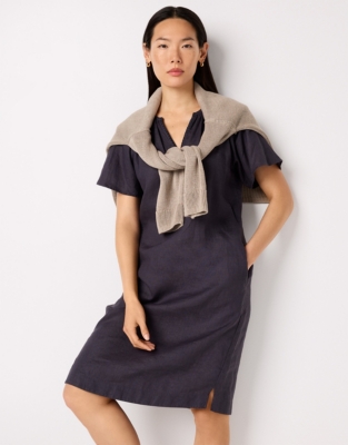 Linen Blanket Stitch Detail Dress