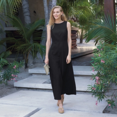 black linen a line dress