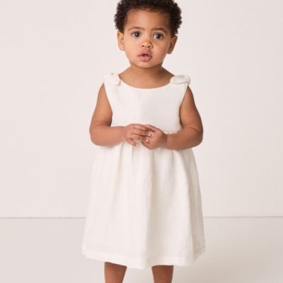 Linen Blend Tie Shoulders Dress (0–18mths)