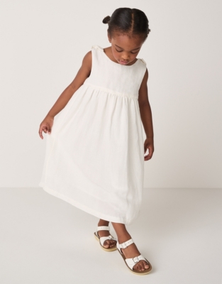 Linen Blend Tie Shoulders Dress (18mths–6yrs)