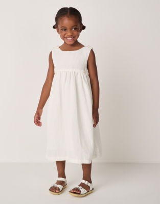 Linen Blend Tie Shoulders Dress (18mths–6yrs)