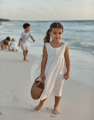 Linen Blend Tie Shoulders Dress (18mths–6yrs)