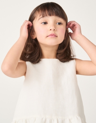 Linen Blend Tie Shoulders Frill Top & Pants Set (18mths–6yrs)