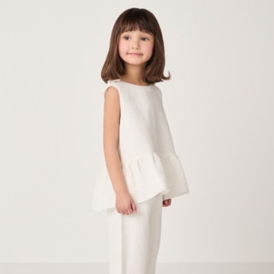 Linen Blend Tie Shoulders Frill Top & Trousers Set (18mths–6yrs)