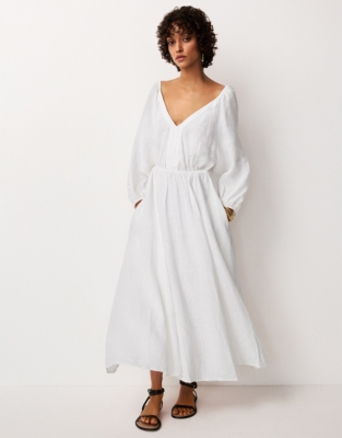 Linen Boho Midi Dress