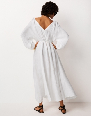 Linen Boho Midi Dress