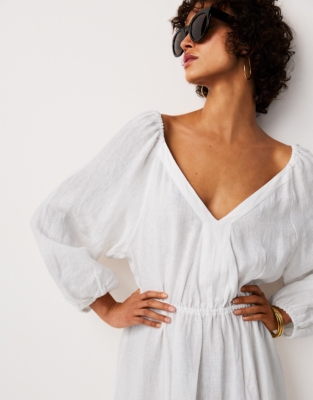 Linen Boho Midi Dress