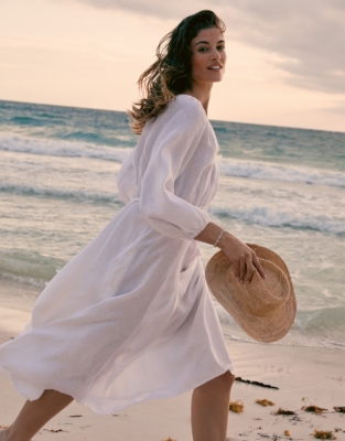 Linen Boho Midi Dress