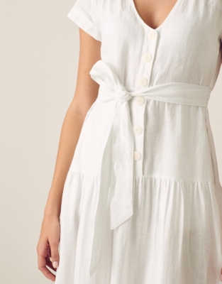 boho white linen dress