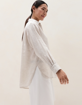 Linen Boyfriend Shirt  - Flax