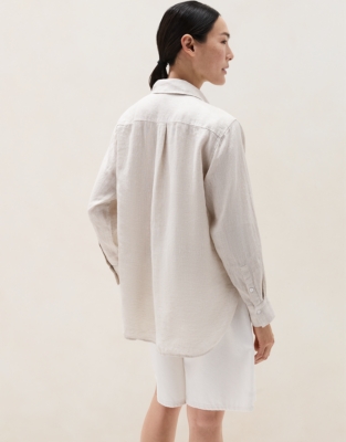 Linen Boyfriend Shirt  - Flax