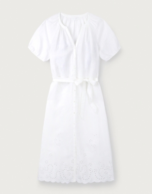 Linen Broderie Detail Dress All Clothing Sale The White Company US