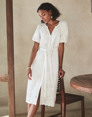 White company linen on sale dress