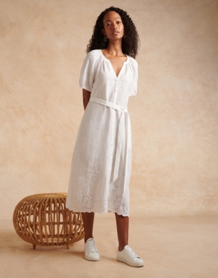 White company linen store dresses