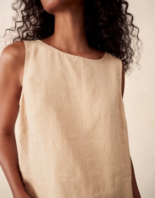 Linen Button Back Shell Top