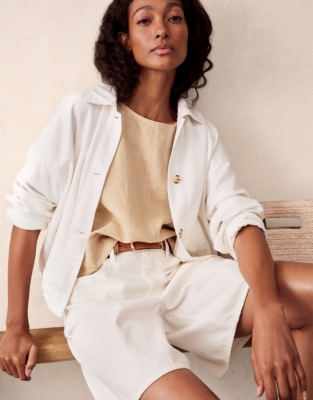 Linen Button Back Shell Top